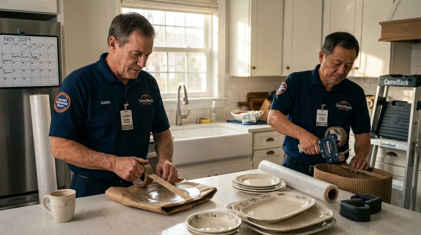 Professional crew packing kitchen dishware in Williamston, SC